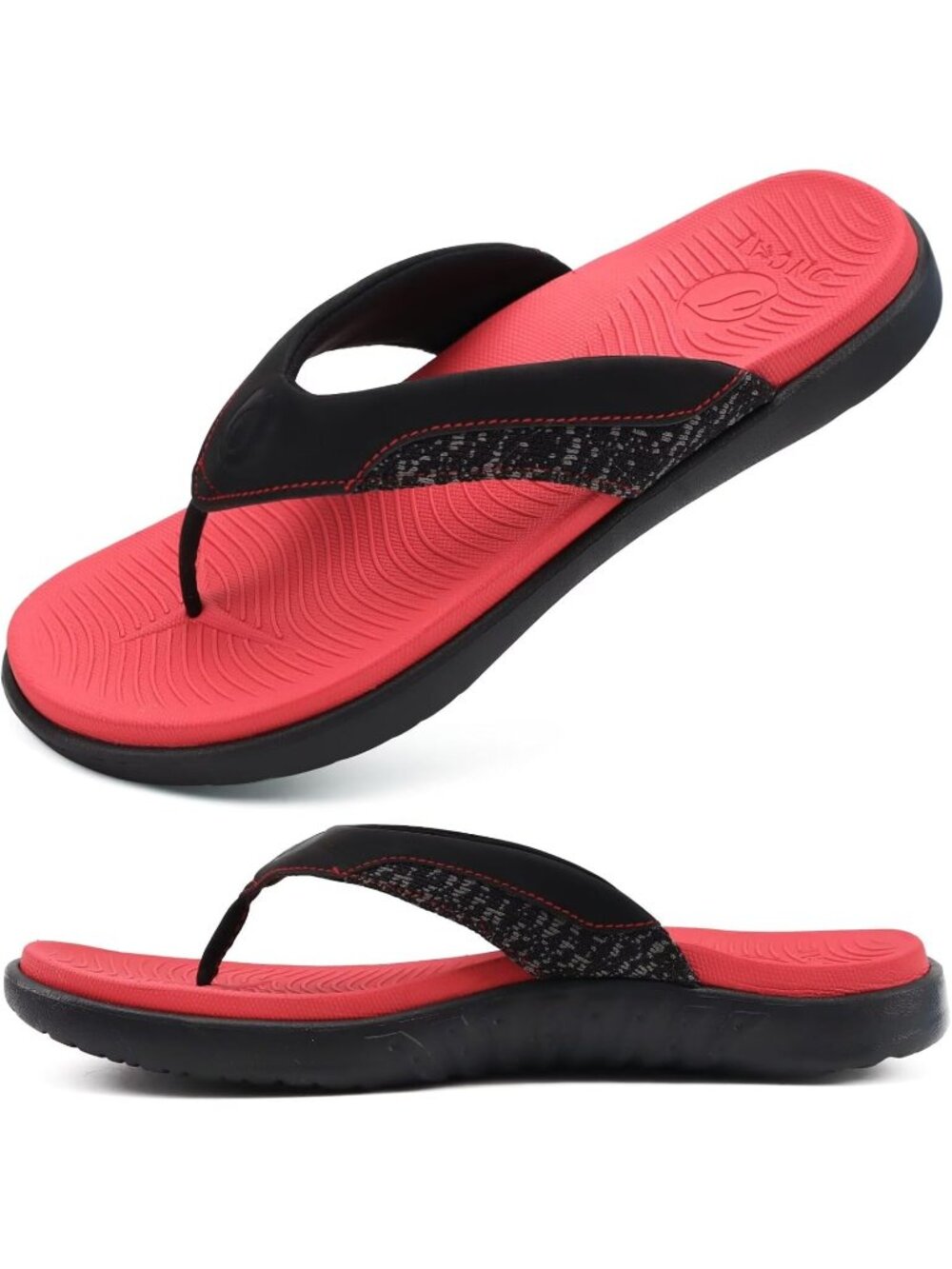 Men Black Red Flip Flop Open Toe Athletic Straps Orthotic Summer Plantar Casual
